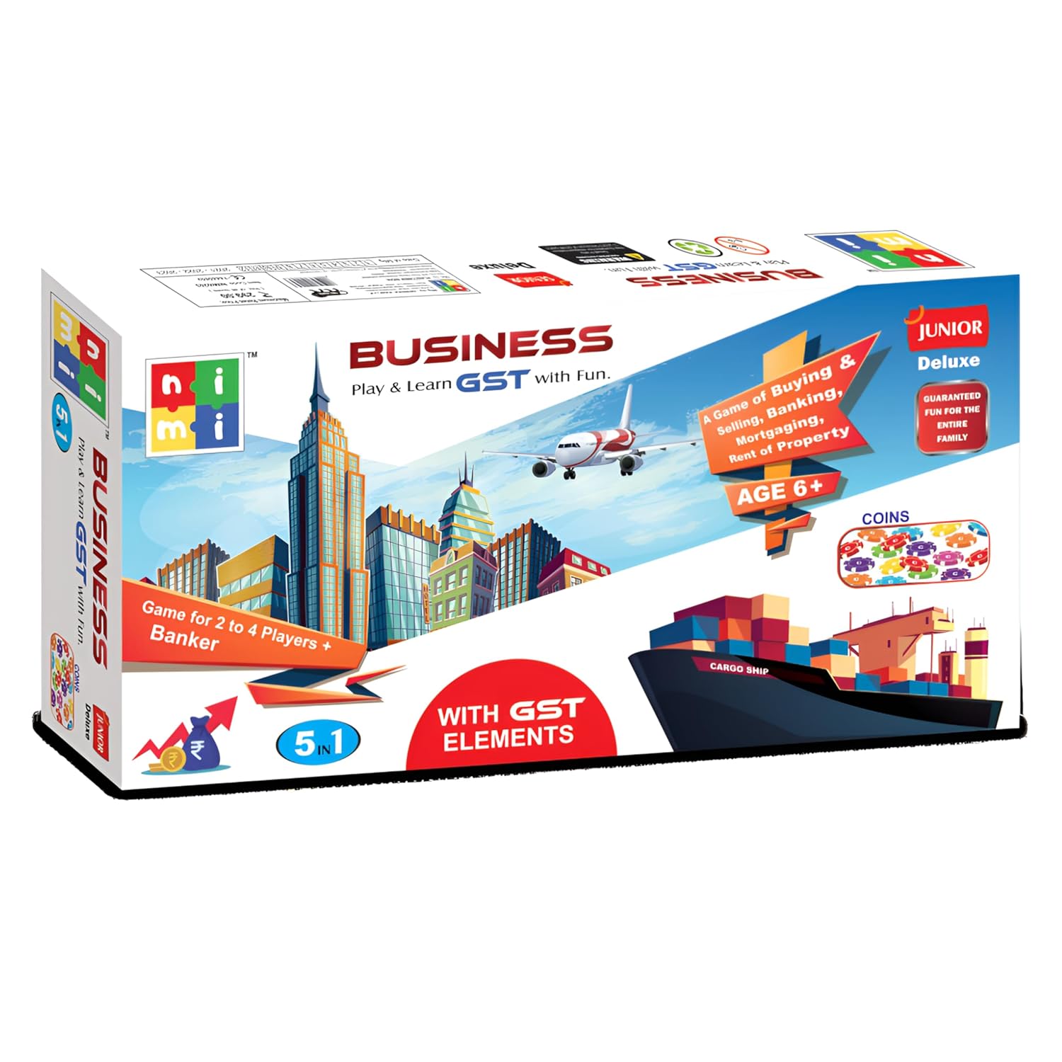Board game box for 'Business with GST Elements' on a white background