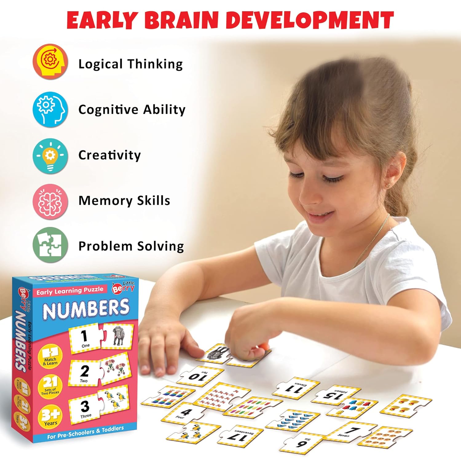 Numbers Learning Puzzle Toddlers Educational Cards