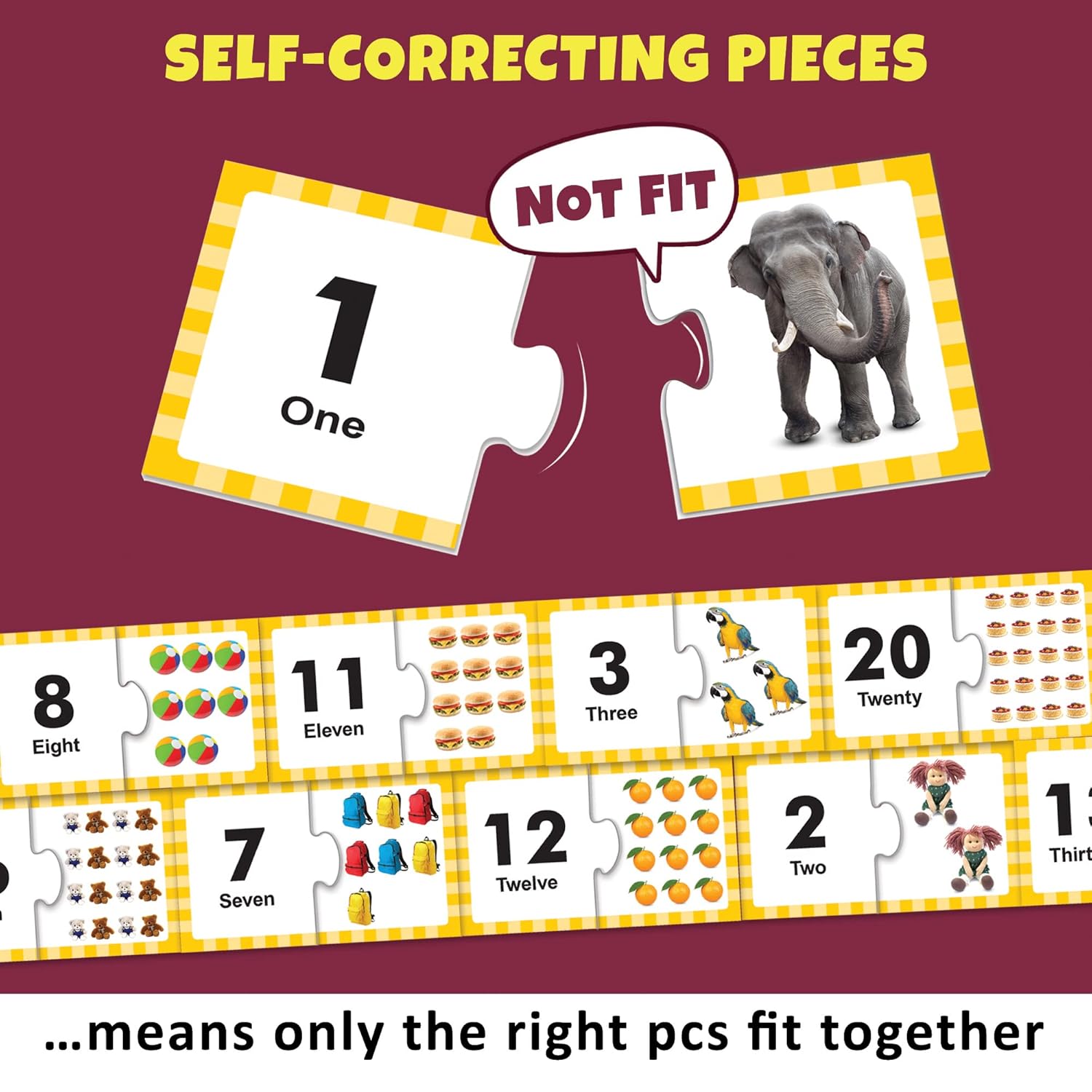 Numbers Learning Puzzle Toddlers Educational Cards