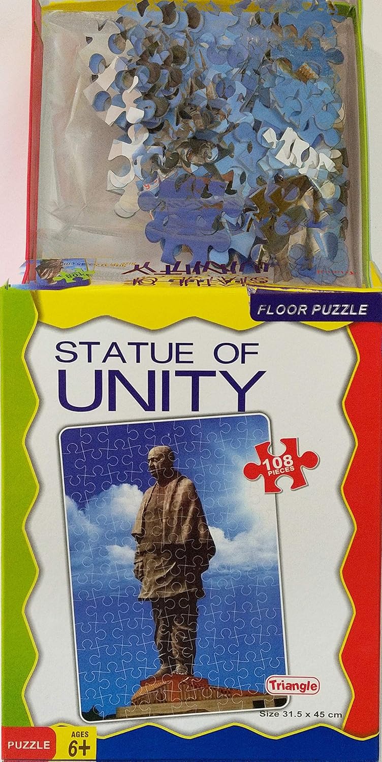 Boxed Statue of Unity floor puzzle with colorful design and text.