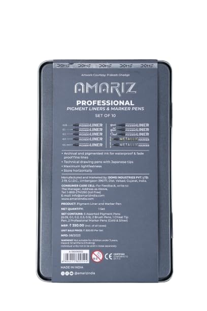 Amariz professional pigment liners and marker pens packaging on a white background