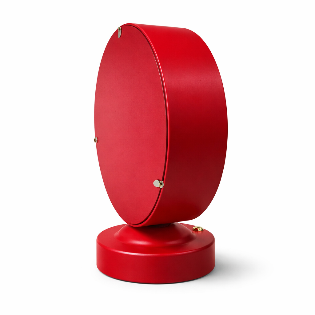 Red cylindrical object on a white background