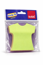 Packaged green sticky notes with Saya branding on a white background
