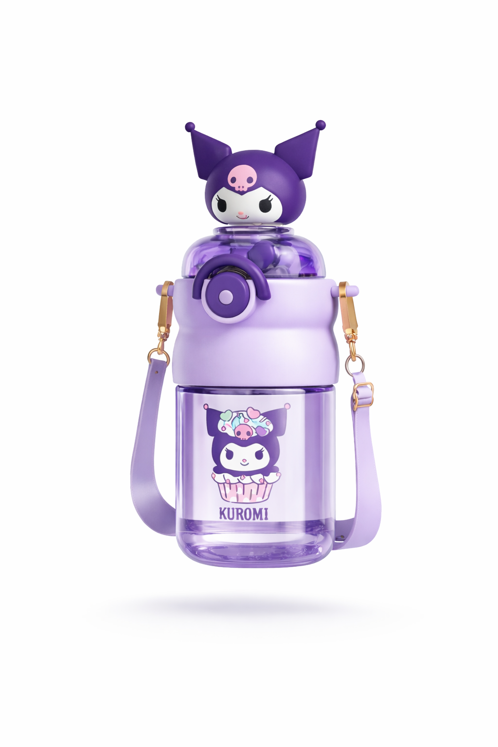 Hello Kitty purple water bottle with strap