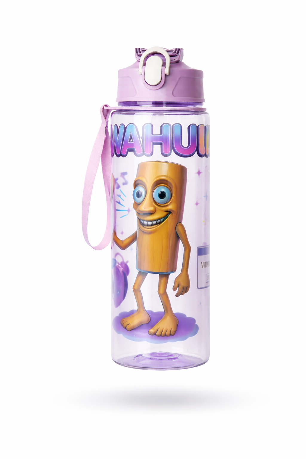 Pastel bottle with cartoon character