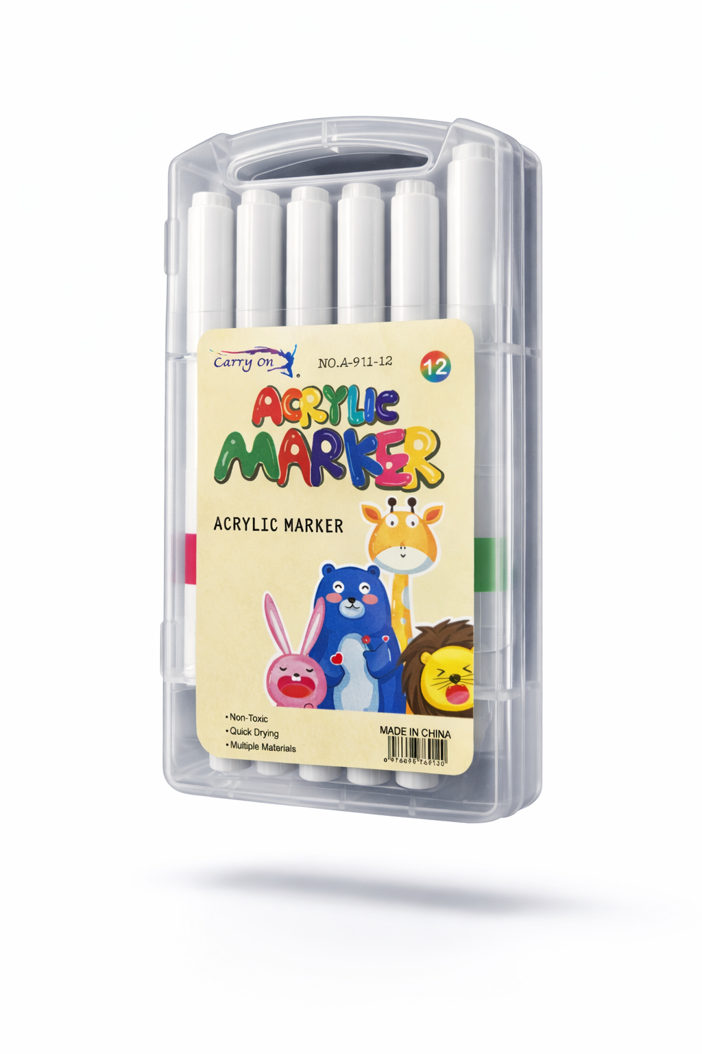 Pack of acrylic markers with colorful packaging featuring cartoon characters on a white background
