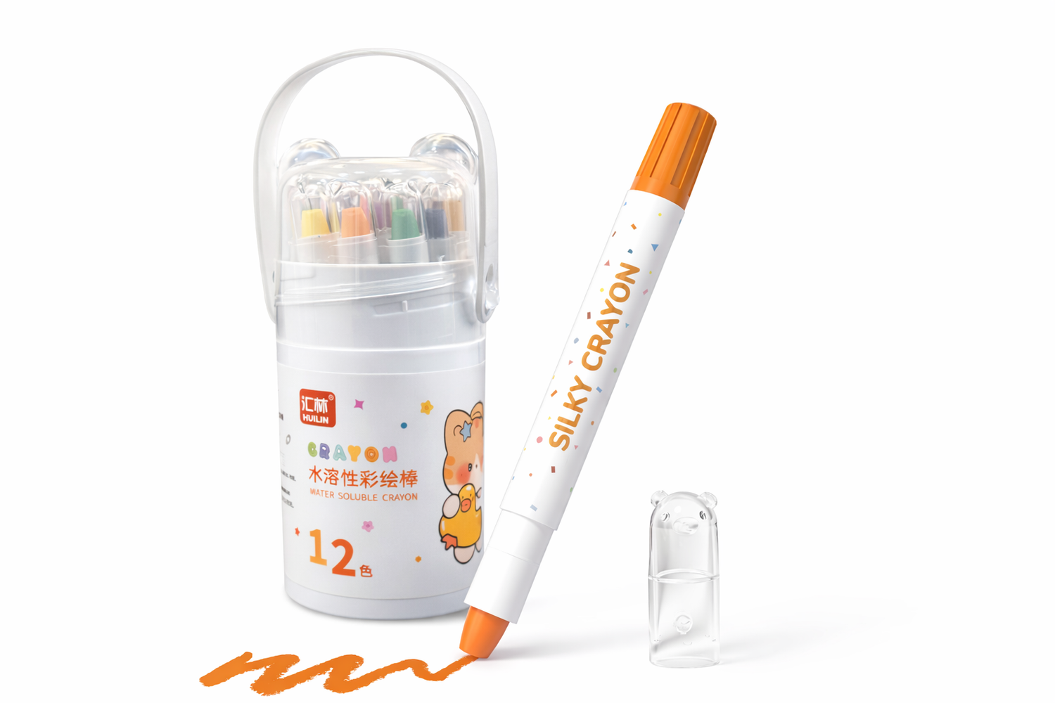 Silky Crayon marker with a clear cap on a white background