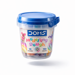 Bucket of Doms modelling dough with a blue lid on a white background