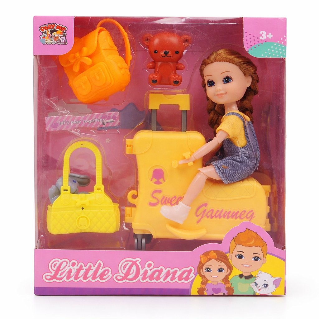 Little Diana Travel Doll Yellow Luggage Accessories Motumal