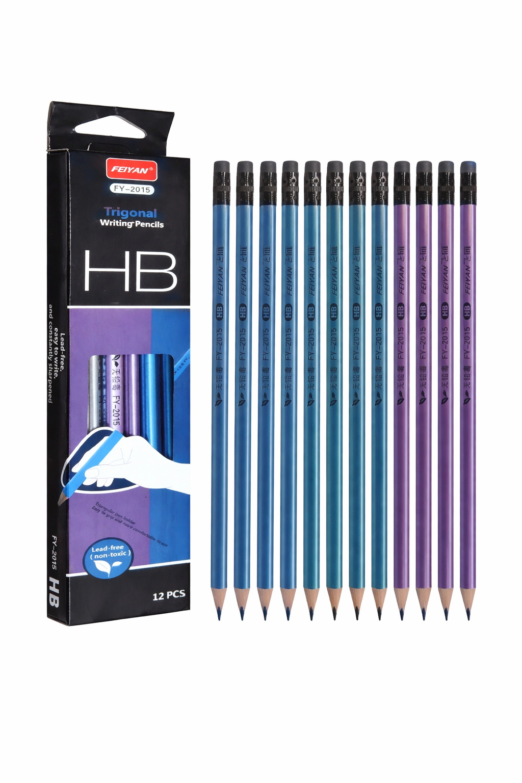 FunBlast Triangular HB Pencil Set 12 Pcs With Sharpener Kids Return Gift