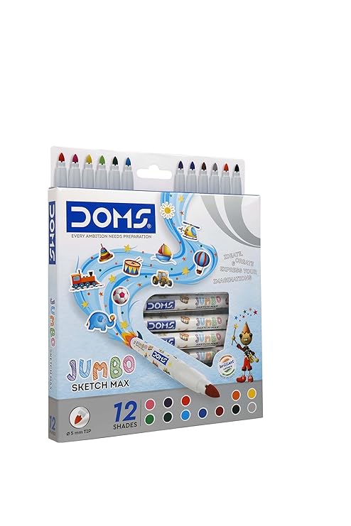 DOMS Jumbo Sketch Max coloring book with 12 shades on a white background