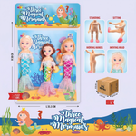 Packaging of 'Three Magical Mermaids' toy set with mermaid dolls and features.