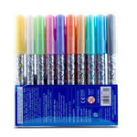 Set of colorful markers in their packaging on a white background