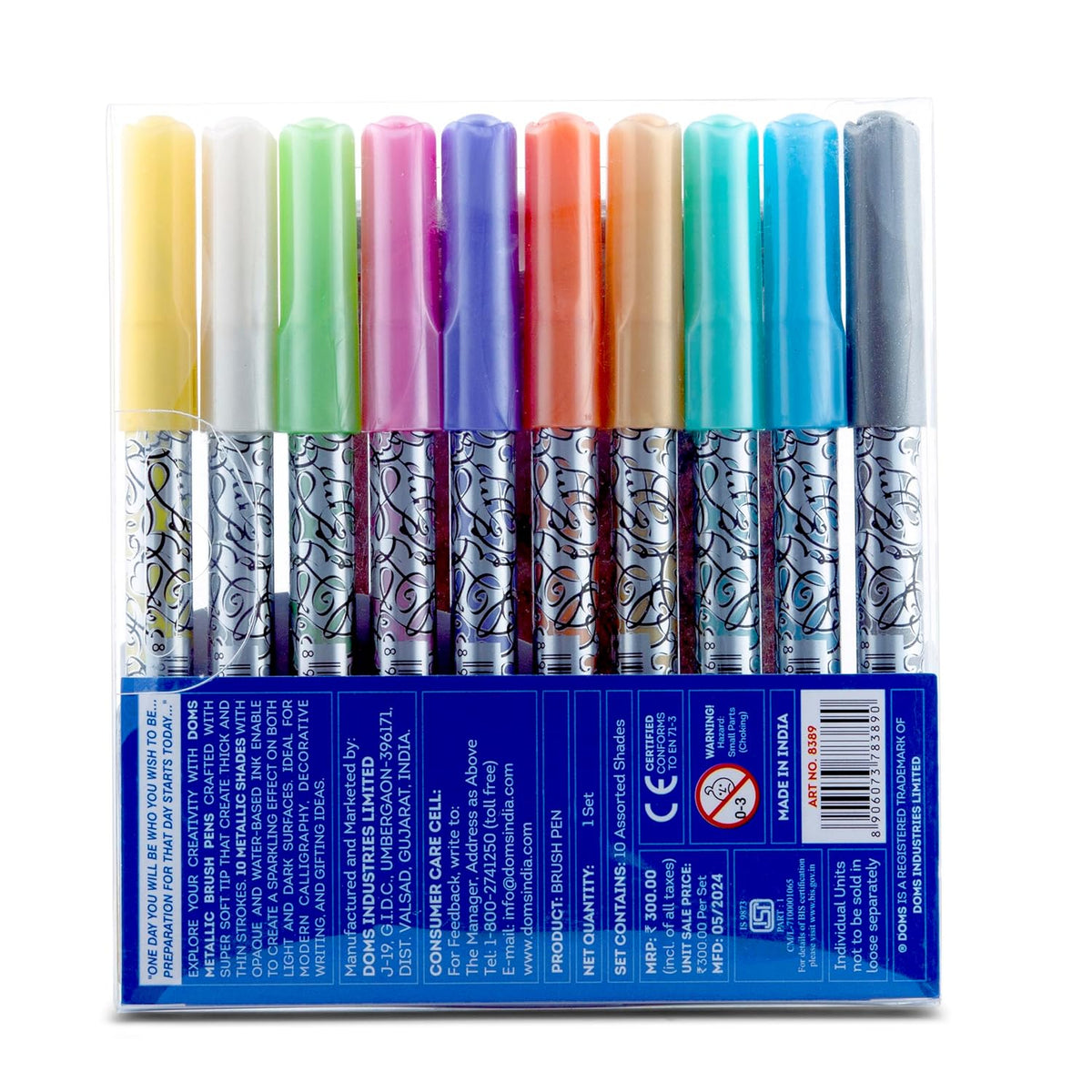 Set of colorful markers in their packaging on a white background