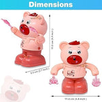 Toy pig with dimensions labeled on a white background
