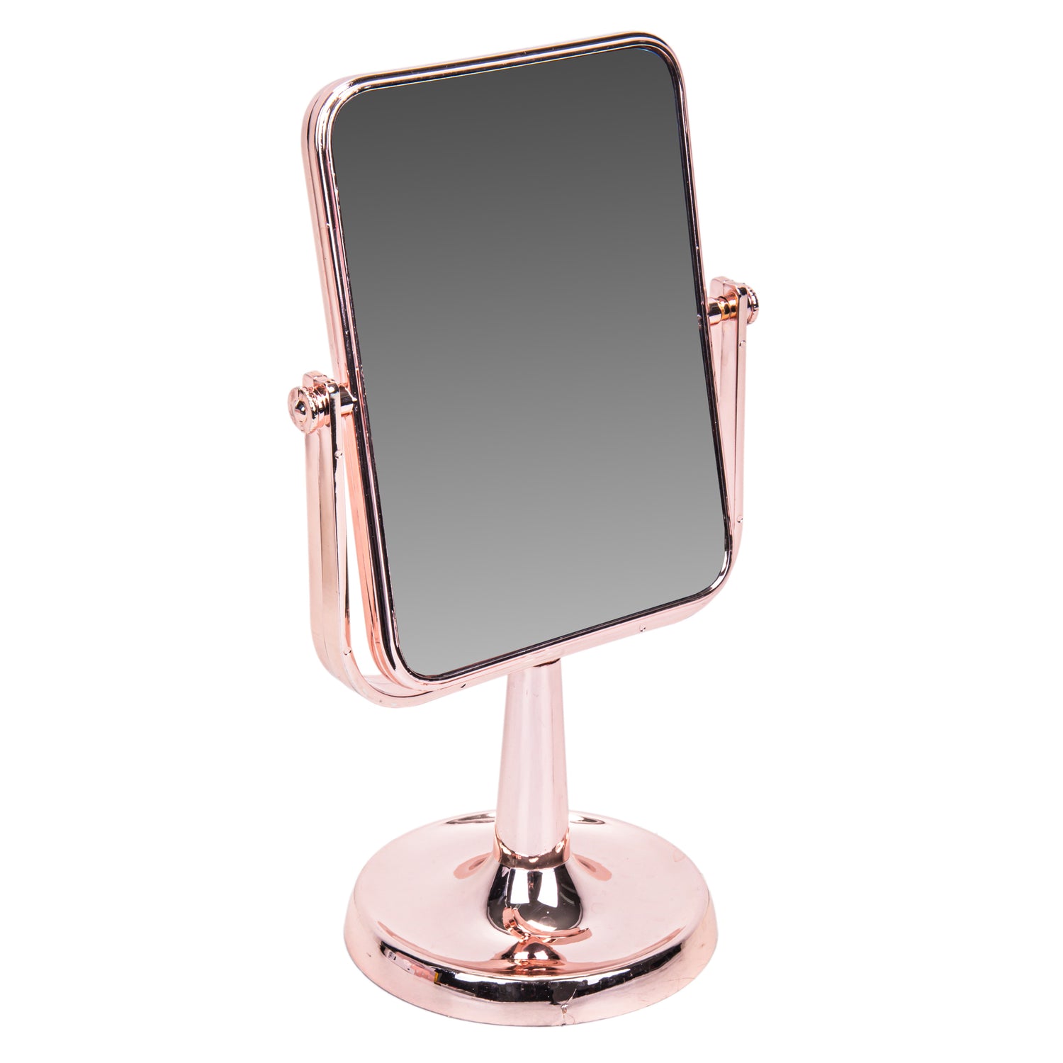 Rose gold vanity mirror on a white background
