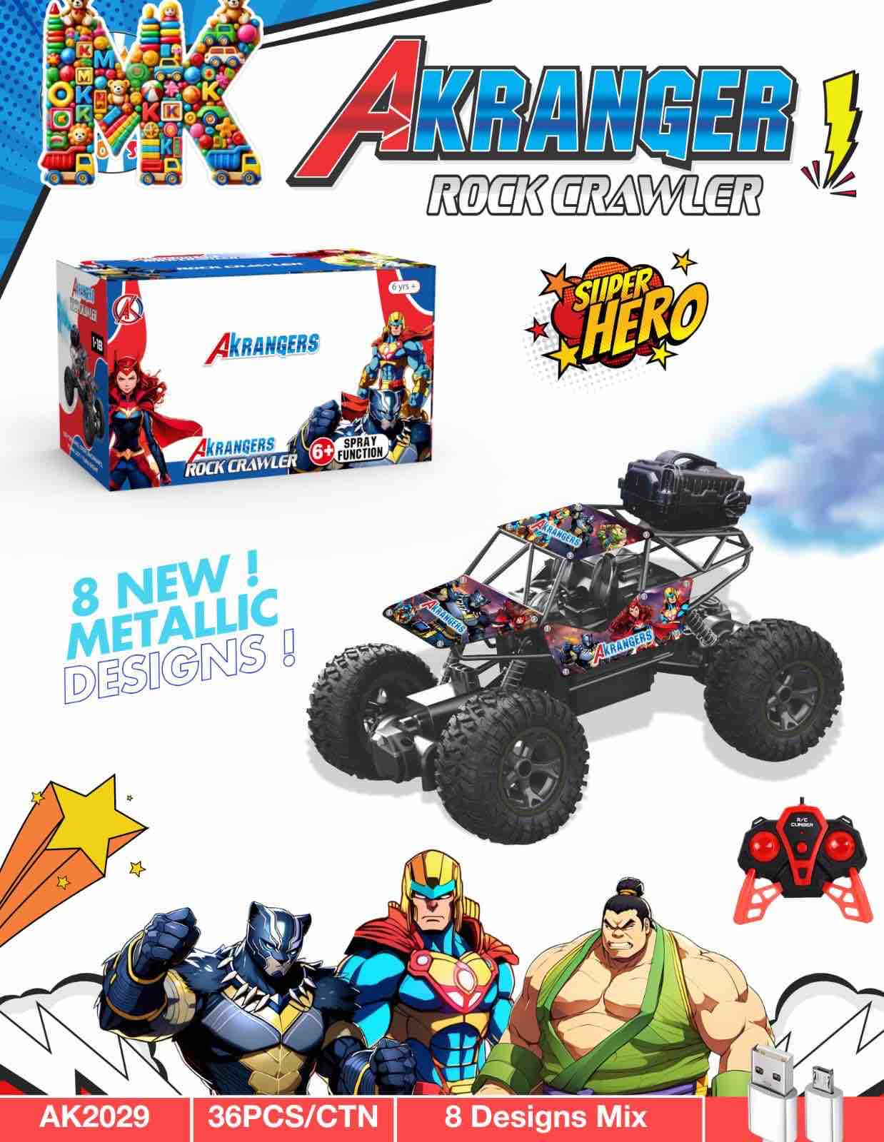 AKRANGER 4WD Rock Crawler RC Car Spray LED Lights Motumal-motumal
