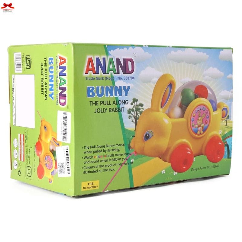 Anand Bunny Pull Along Toy Multicolor Safe Toddlers Motumal-motumal