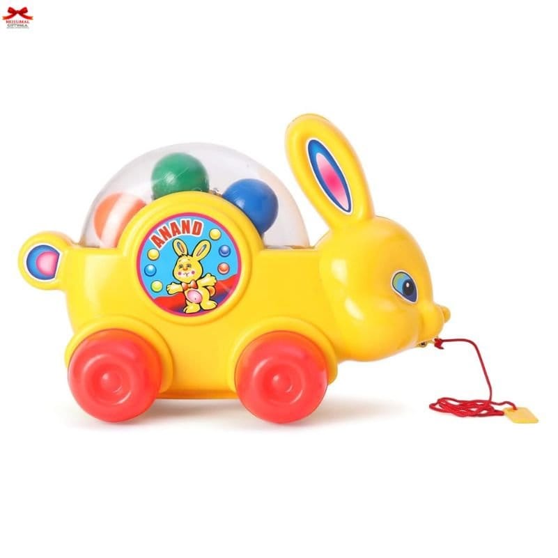 Anand Bunny Pull Along Toy Multicolor Safe Toddlers Motumal-motumal