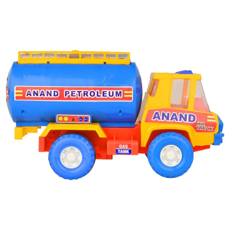 Toy tanker truck with 'Anand Petroleum' branding on a white background