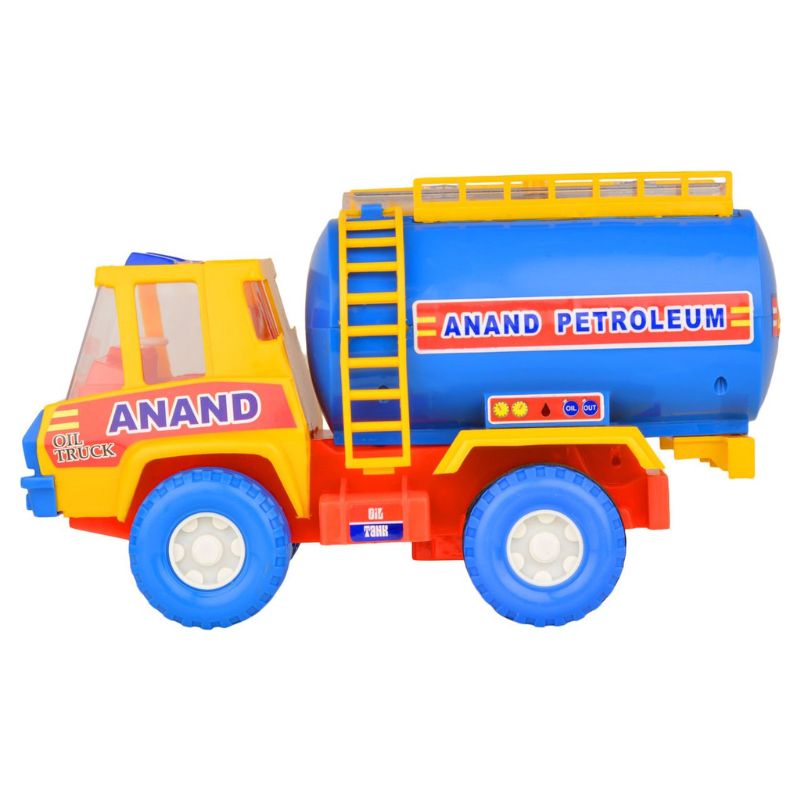 Toy tanker truck with 'Anand Petroleum' branding on a white background