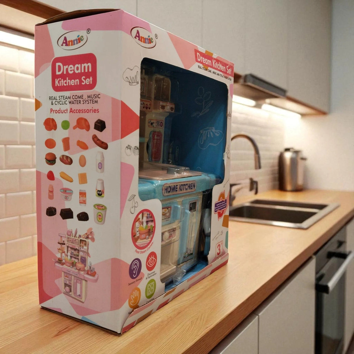 Annie Dream Kitchen Pretend Play Toy Real Steam Music Motumal-motumal