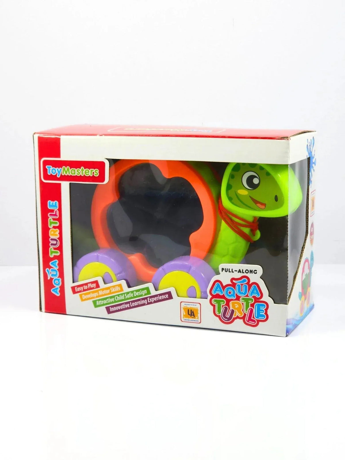 Aqua Turtle Pull Along Toy Wibbly Liquid Shell Wheels Motumal-motumal