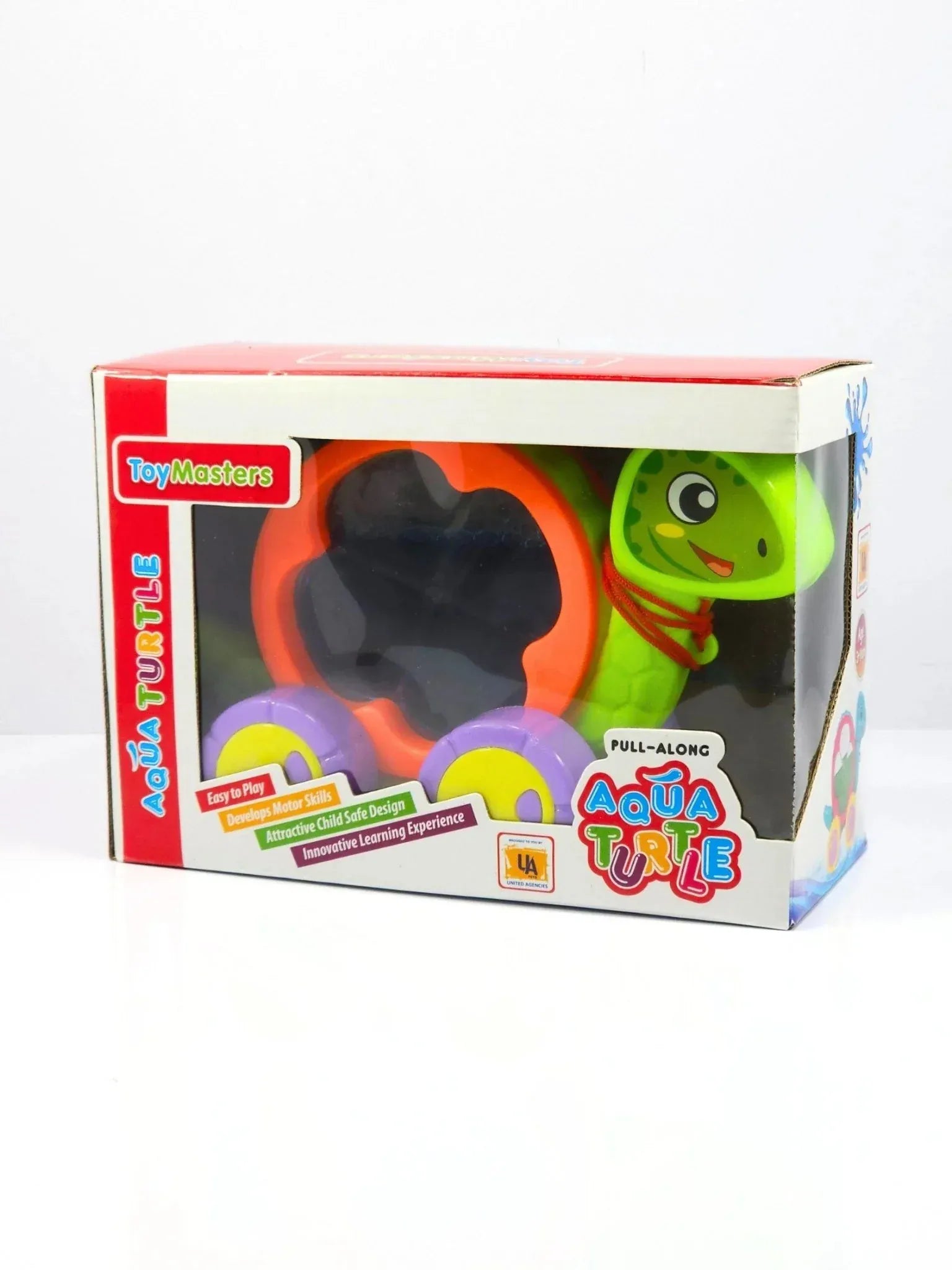 Aqua Turtle Pull Along Toy Wibbly Liquid Shell Wheels Motumal-motumal