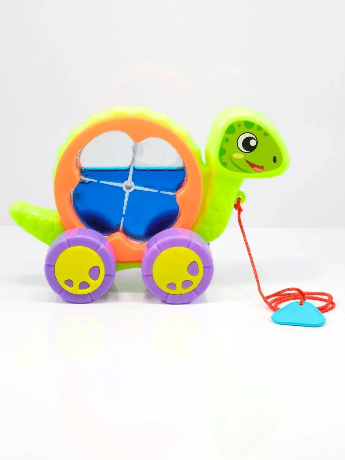 Aqua Turtle Pull Along Toy Wibbly Liquid Shell Wheels Motumal-motumal