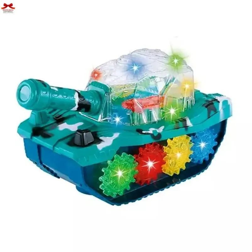 Armor Transparent Gear Tank Toy Rotating Lights Music Motumal-motumal