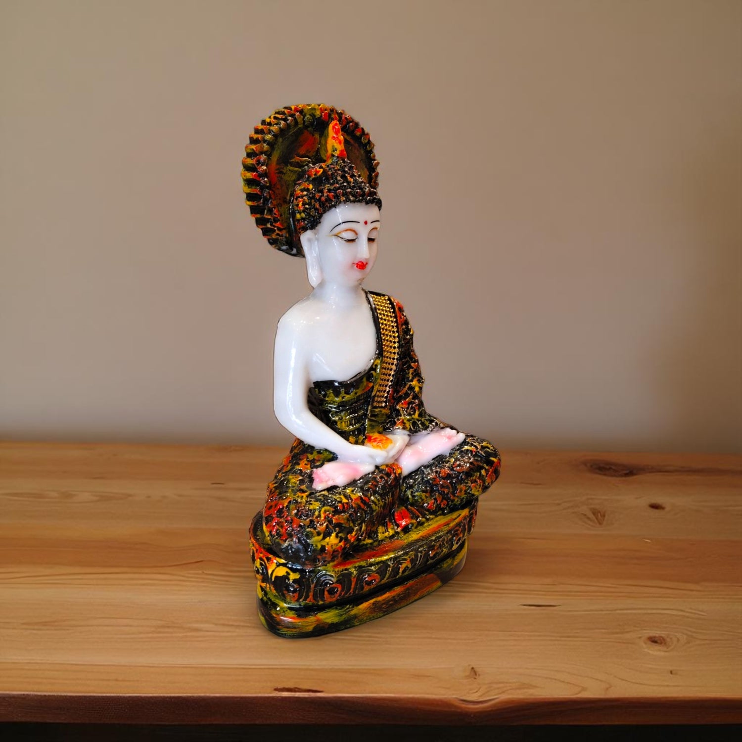 Hand-Painted Flame Buddha in Lotus Base – Motumal Giftwala Ranchi