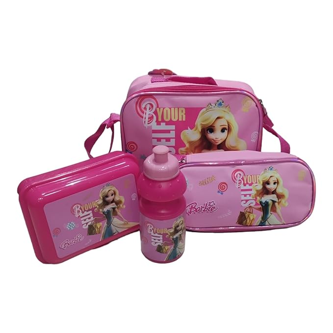 Barbie 5in1 Pink School Backpack Lunch Box Water Bottle Motumal-motumal