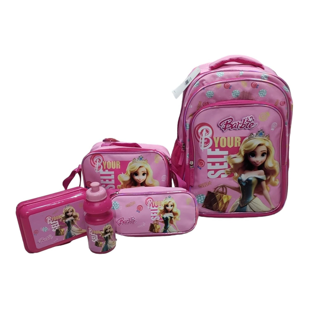 Barbie 5in1 Pink School Backpack Lunch Box Water Bottle Motumal-motumal