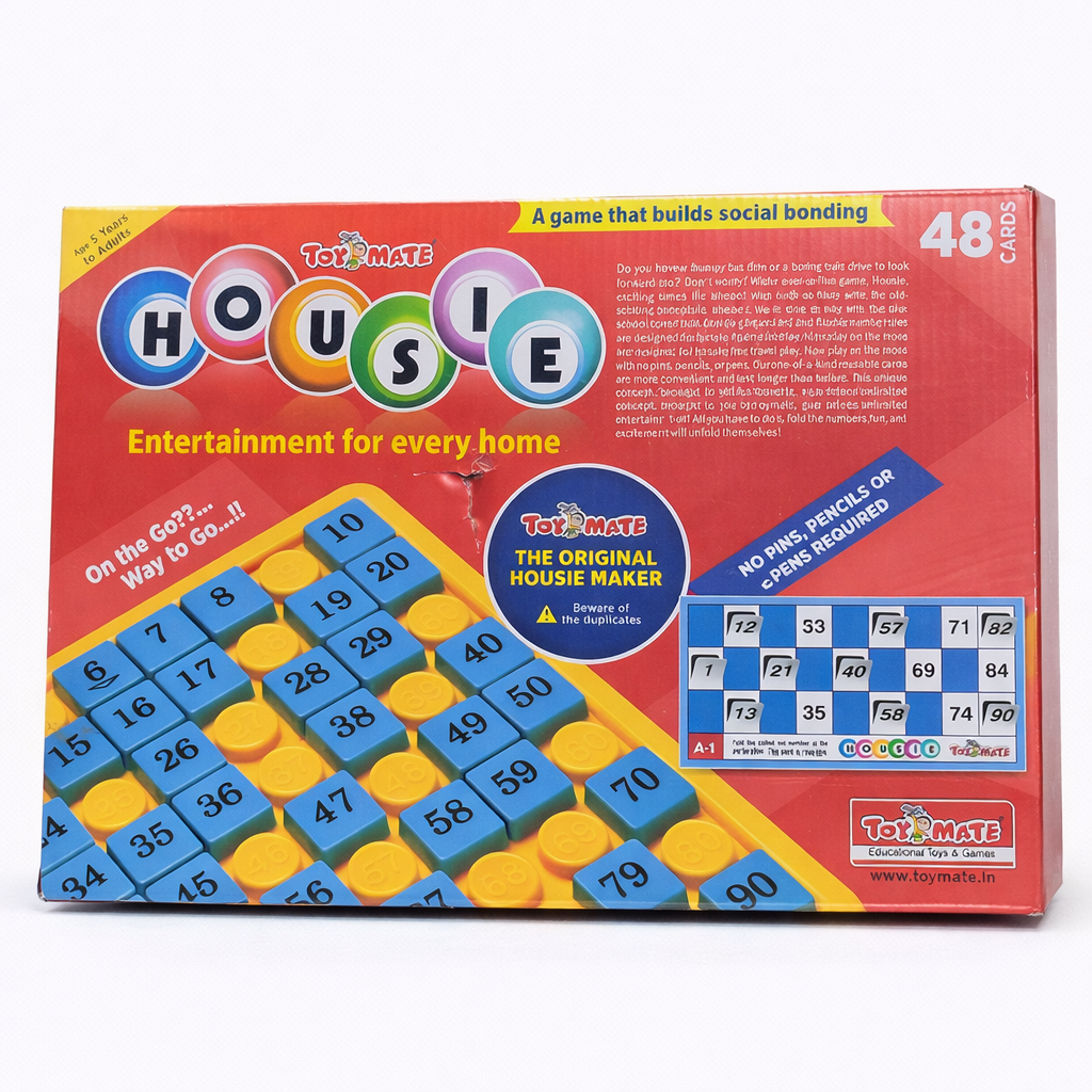 Box of Housie game by Toy Mate on a white background