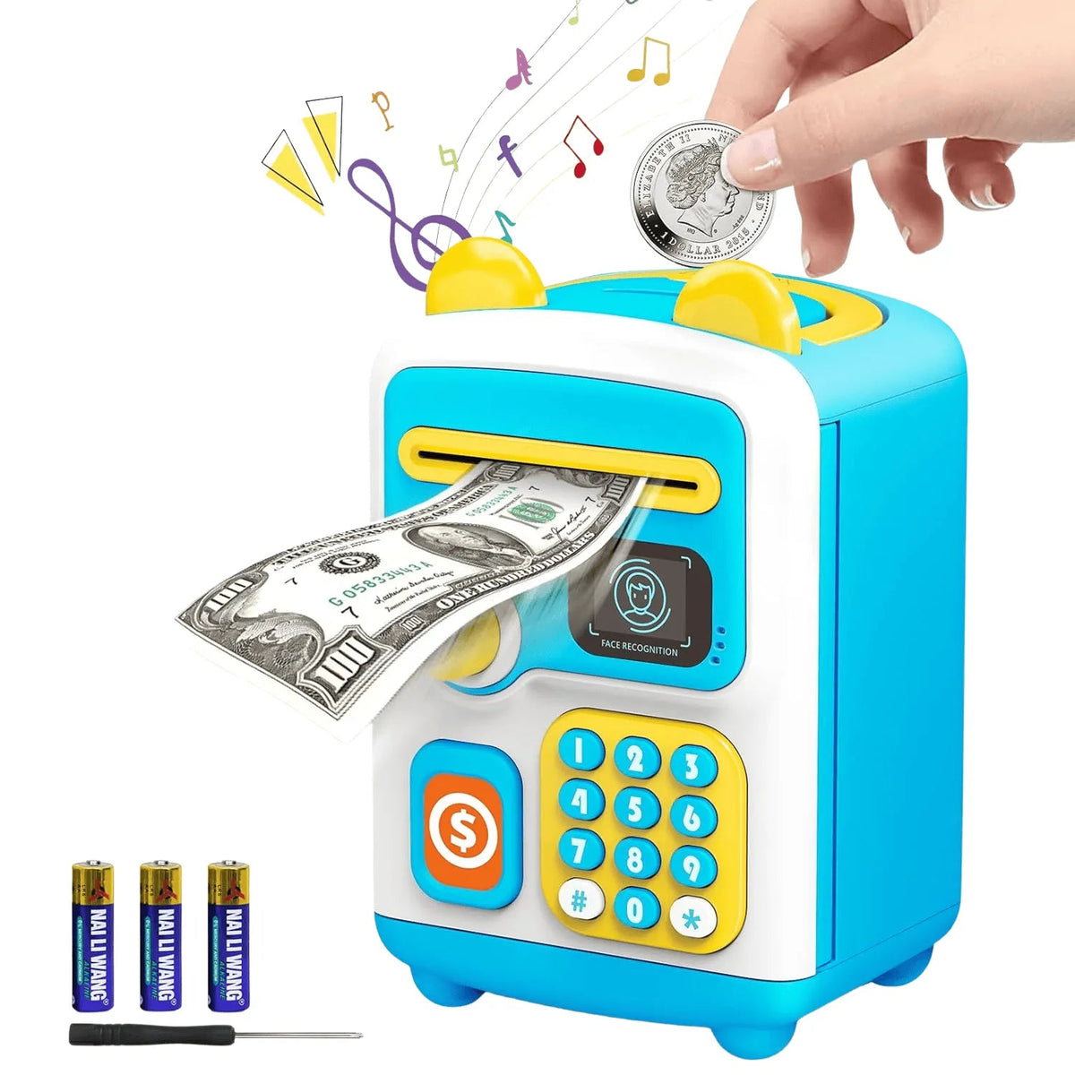 Bear Coded Lock Piggy Bank Colorful Beads Kids Gift Motumal-motumal