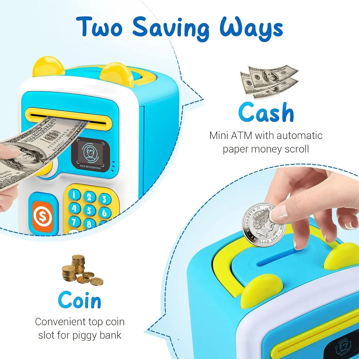 Bear Coded Lock Piggy Bank Colorful Beads Kids Gift Motumal-motumal