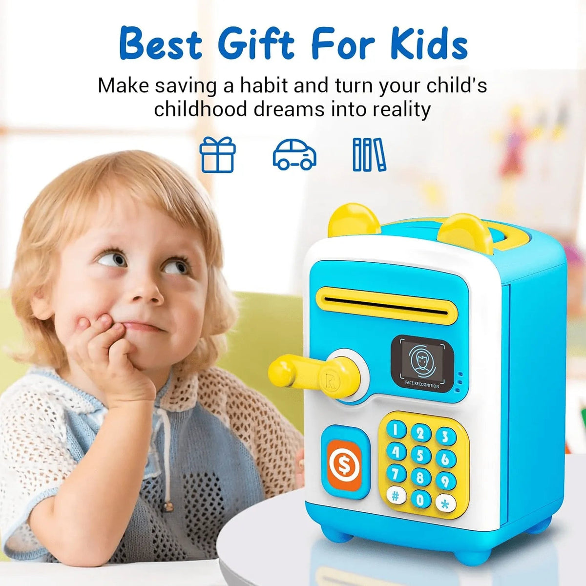 Bear Coded Lock Piggy Bank Colorful Beads Kids Gift Motumal-motumal