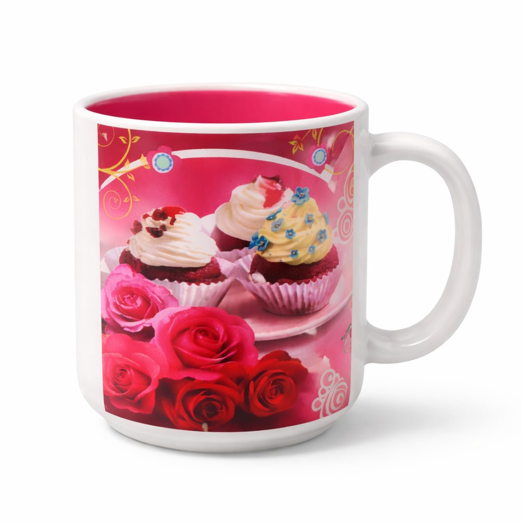 Birthday Greetings Pink Mug Beautiful Floral Design Motumal-motumal