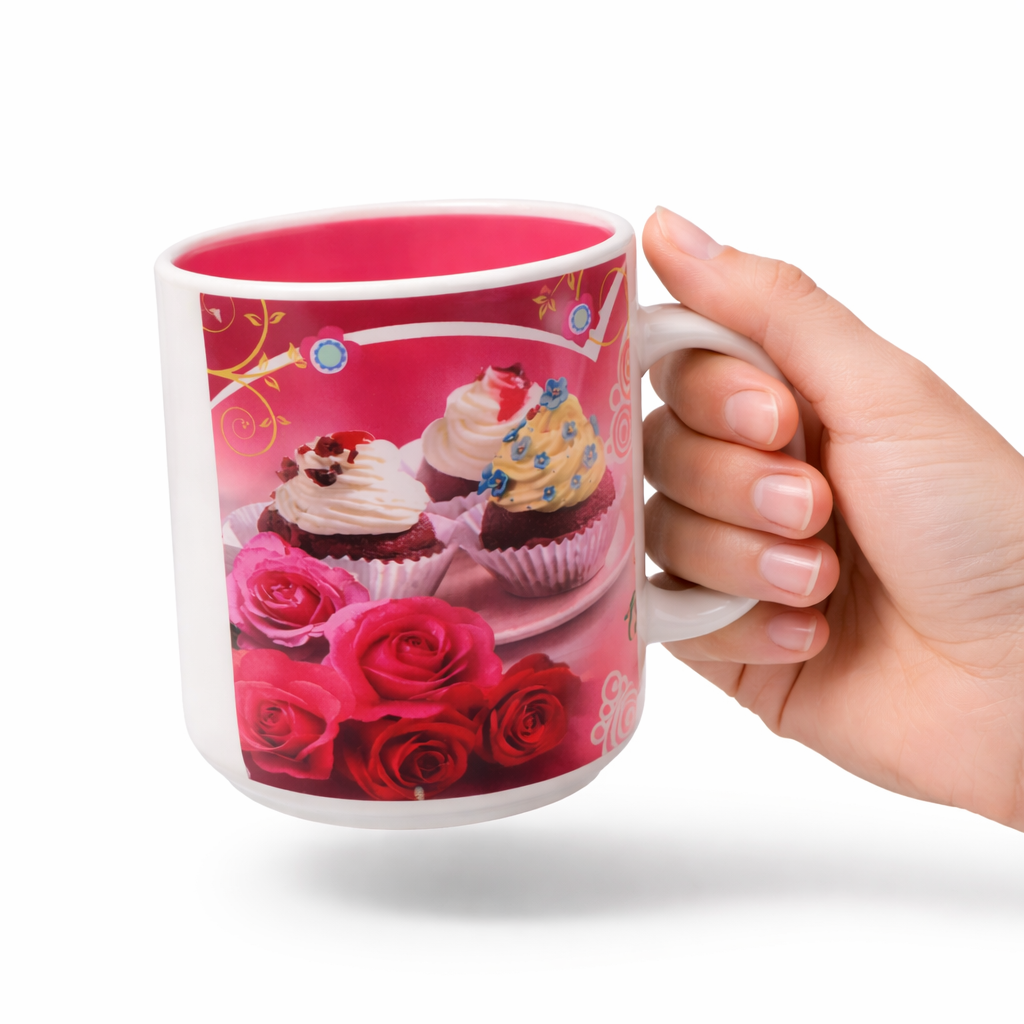 Birthday Greetings Pink Mug Beautiful Floral Design Motumal-motumal