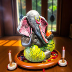 Black Ganesha Idol Modern Abstract Ganpati Green Dhoti Motumal-motumal