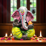 Black Ganesha Idol Modern Abstract Ganpati Green Dhoti Motumal-motumal