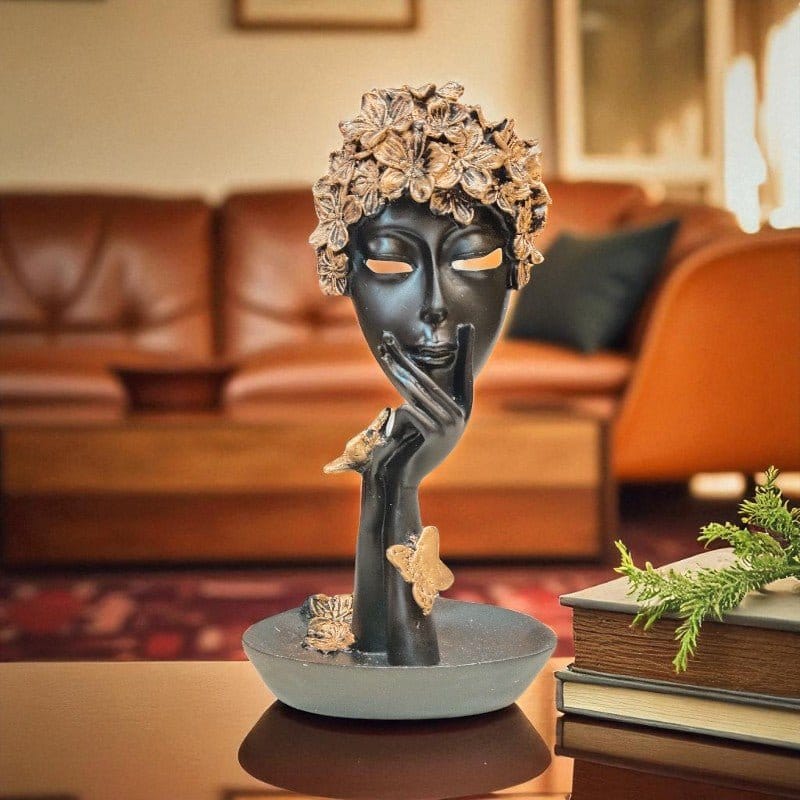 Black Golden Dreamy Face Showpiece Home Decor Accent Motumal-motumal
