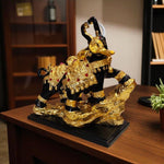 Black Golden Elephant Pair Figurine Decor Statue Home Accent Motumal-motumal