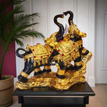 Black Golden Elephant Pair Figurine Decor Statue Home Accent Motumal-motumal