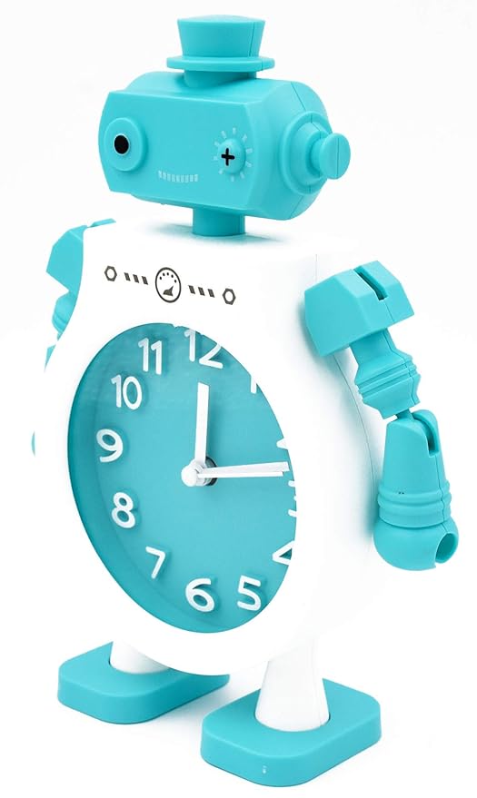 Blue Robot Alarm Clock Kids Moving Hands Design Motumal-motumal