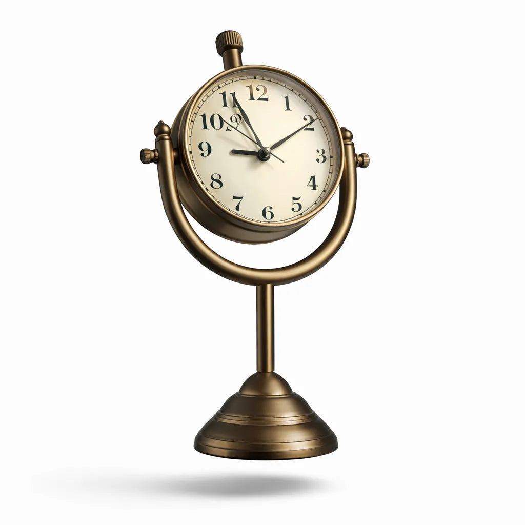 Brass Desk Clock Elegant Ball Stand Decor Vintage Motumal-motumal