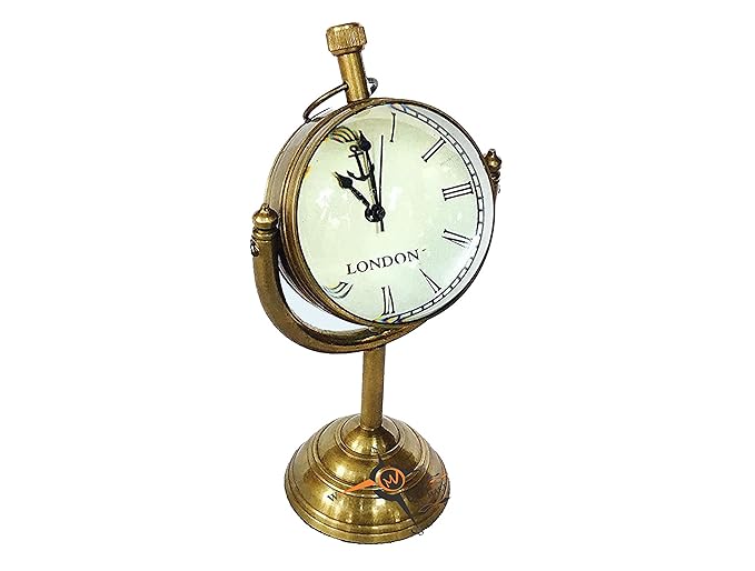 Brass Vintage Desk Clock Nautical Ship Theme Design Motumal-motumal
