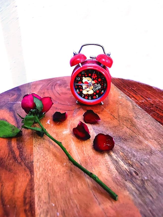 Bright Red Metal Twin Bell Alarm Clock Table Decor Motumal-motumal