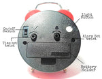 Bright Red Metal Twin Bell Alarm Clock Table Decor Motumal-motumal
