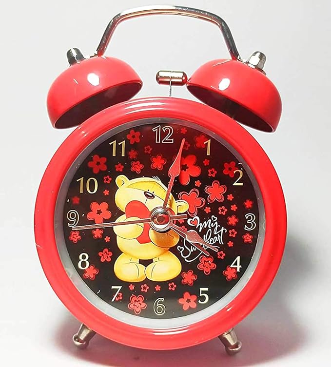 Bright Red Metal Twin Bell Alarm Clock Table Decor Motumal-motumal